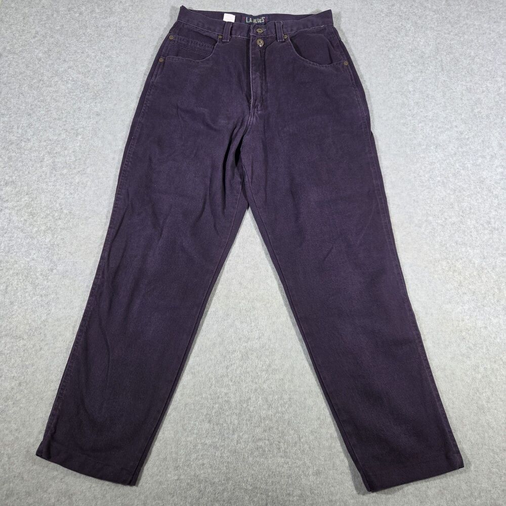 Vintage 90s LA Blues High Waisted Mom Jeans Tapered Purple Plum Womens Size 10